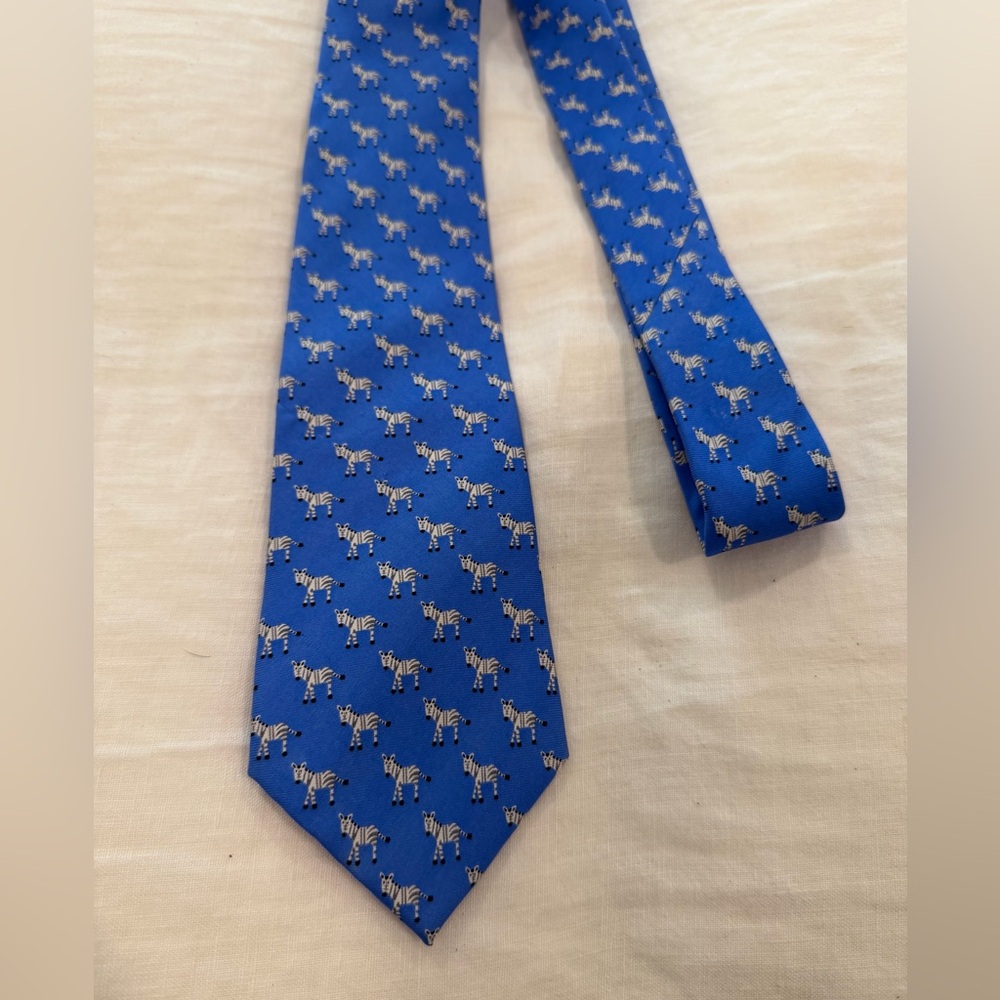 Blue Silk Zebra Pattern Men's Tie
